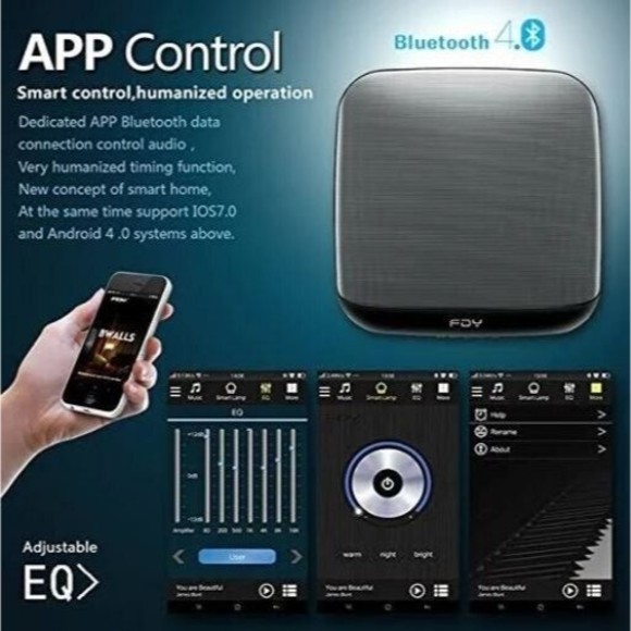 TechComm FW3A Wall Mounted Hi-Fi Bluetooth & FM Radio Speaker with LED Lighting - Picture 6 of 6